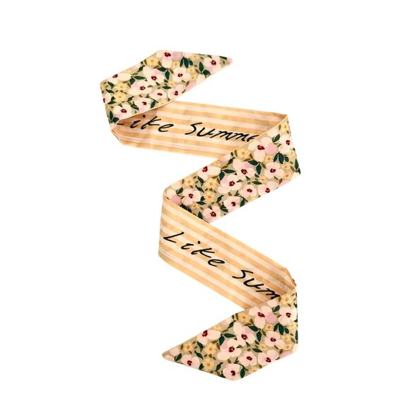 Slim Scarf Yellow Floral 34in Two Sided Cottagecore Quiet Luxury No65 - Picture 2 of 14